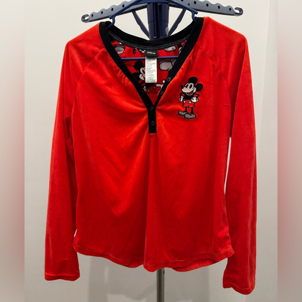 Disney Mickey Mouse Sleepwear Red Velvet Velour PJ Set Size M